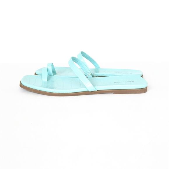 14th & Union Womens Shoes Cece Light Blue Croco Flat Sandals Size 7.5 - Picture 5 of 9